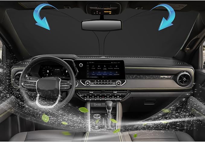 SKTU 2023 2024 2025 Chevy Colorado Front Windshield Sunshade for 2023 2024 2025 Colorado/GMC Canyon Windshield Sun Shade for Blocks UV Rays and Blocks Heat and Sun Keeps Vehicle Cool