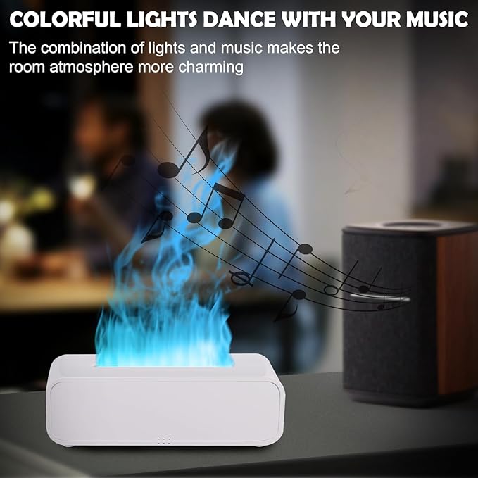 7Color Flame Diffuser, Bonfire Diffuser,Fireplace Diffuser 10.7"×3"×3.1" (White)