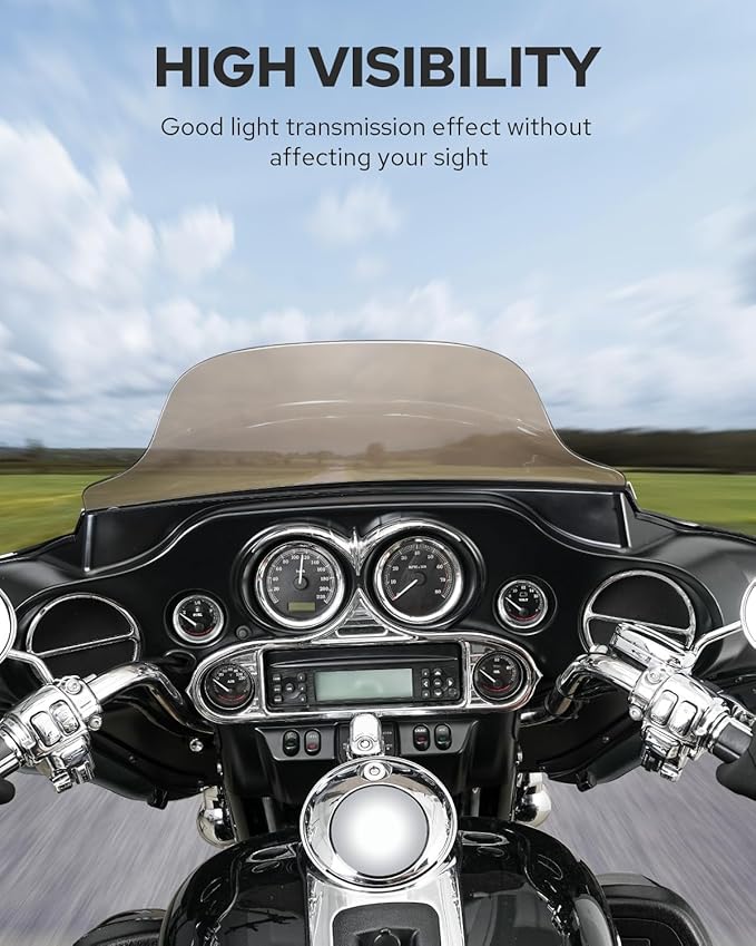 Benlari 8" Smoke Motorcycle Windshield Windscreen Fit for 1996-2013 Harley Davidson Touring Street Glide Electra Glide Tri Glide FLHT FLHX FLHTK FLHTC FLHTCU