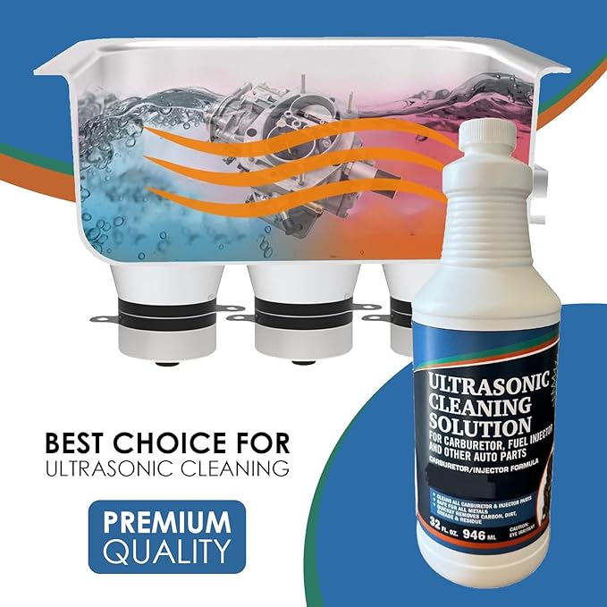 NORTHWEST ENTERPRISES Ultrasonic Cleaner Solution for Carburetors and Engine Parts. Concentrated Washing Compound for use in Ultrasonic Machines and Immersion Washers - Automotive Fluid (32 oz)