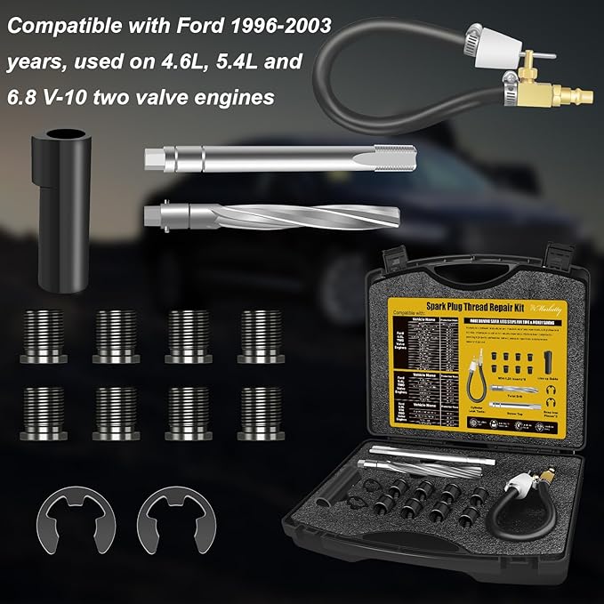 38900 Two Valve Spark Plug Tool Kit, Compatible with Ford Triton, Foolproof Repair System, Spark Plug Thread Repair Kit, Cost Effective & Fast Tools and Equipment (Version 2(Upgraded))