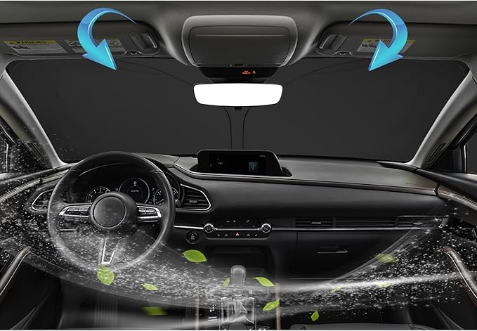 SKTU 2020-2024 2025 2026 CX-30 Accessories Front Windshield Sunshade for 2020-2024 2025 2026 Mazda CX30 Windshield Sunshade Foldable for Blocks UV Rays and Blocks Heat and Sun Keeps Vehicle Cool