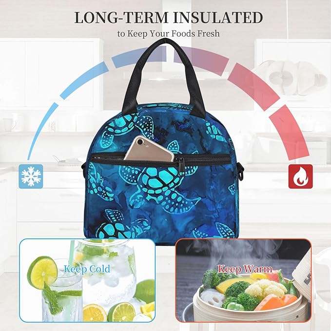 Reusable Insulated Lunch Bag with Adjustable Strap for Kids 3+ Toddler, Girl, Boy Women Men Leakproof Portable Cooler Tote Cute Quilted Bags for Work Travel Picnic