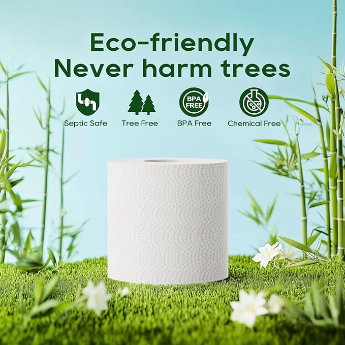ECOLipak Bamboo Toilet Paper, Septic Safe Toilet Tissue, 16 Double Rolls, 320 Sheets Per Roll, Tree Free, Non Toxic, 2 Ply, Soft and Absorbent, Eco Friendly Dye-Free Paper