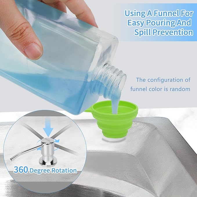 Soap Dispenser for Kitchen Sink Black Built in Soap Dispenser Pump Dish Liquid Countertop with Bottle
