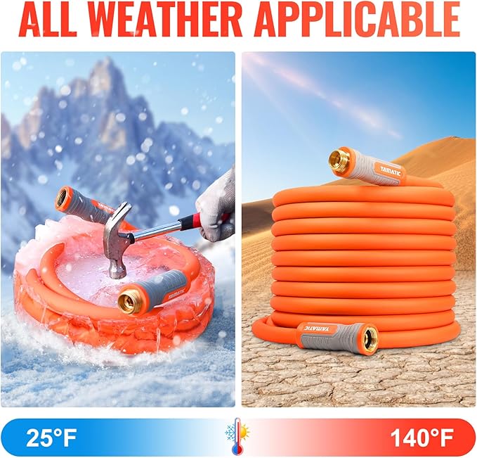 YAMATIC Garden Hose 5/8 in x 10 ft, Ergonomic Swivel Fittings, Burst 600 PSI,Heavy Duty, Flexible and Lightweight Water Hose