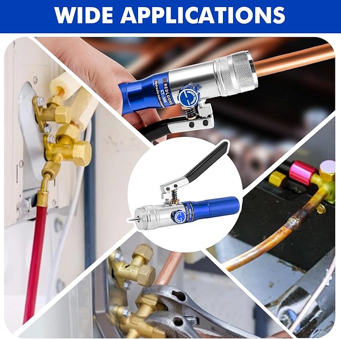 HVAC Swaging Tool Kit – Hydraulic Tube Expander for Copper Pipes, Compact Swage Tool with Tube Cutter, Deburring Tool & 7 Expander Heads (3/8”–1-1/8”) – Blue
