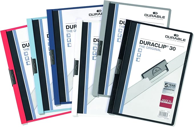 Durable Report Cover with DURACLIP - Letter-Size 8.5" x 11" Inches - Holds Up to 30 Pages - Clear Cover with Graphite Border - Box of 25