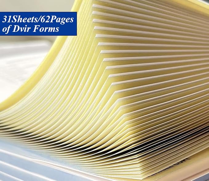 (20-Pack) Detailed Driver's Vehicle Inspection Report Book Format, 2-Ply Carbonless, 31 Sets of Forms per DVIR Log Book for Truck Drivers, 5.8" x 8.3"