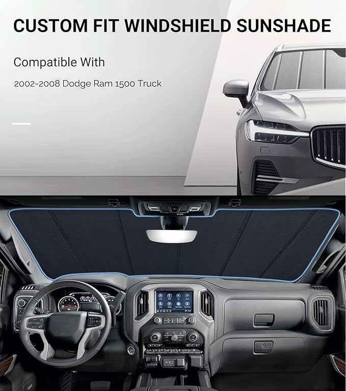 Windshield Sunshade for Dodge Ram 1500 2002-2008 Front Window Sun Shade - Safeguard