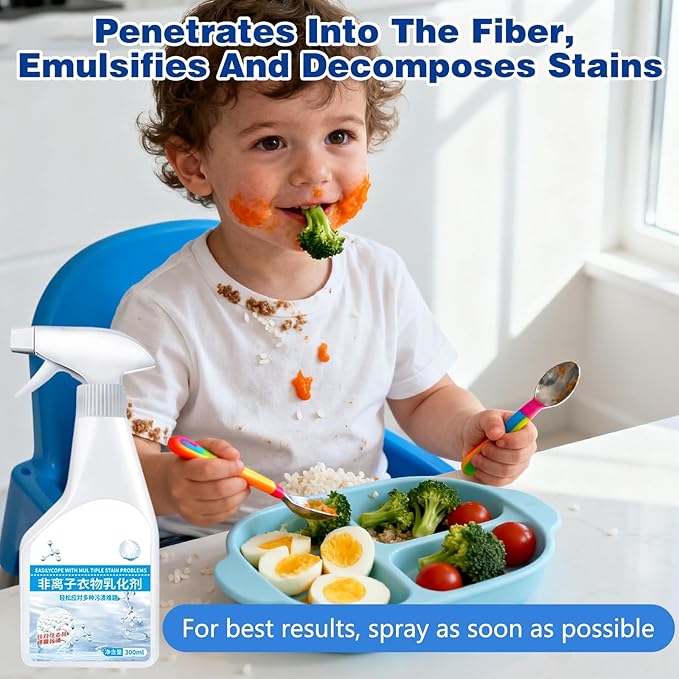 Wondolla Stain Remover, Stain Treater Spray, White Shirt Guardian Dry Clean Spray, Clothes Oil Laundry Cleaning Remover, Strong Decontamination for Grease/Oil/Food on Clothes and Shoes (1PC,300ML)