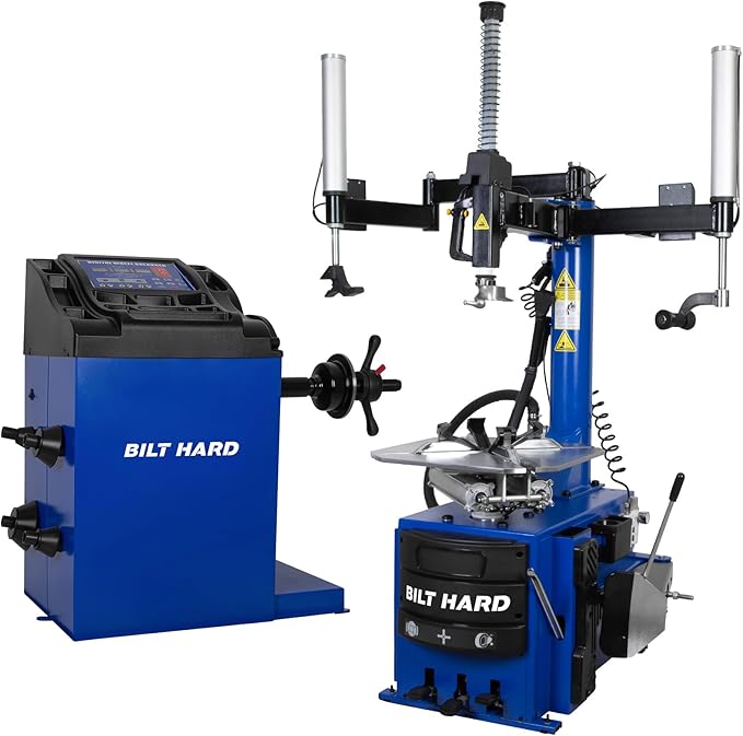 BILT HARD Tire Changer & Wheel Balancer Combo with Bead Blaster, 24" Capacity & Dual Assist Arms Wheel Changer and Tire Balancer for Auto Repair and Tire Service