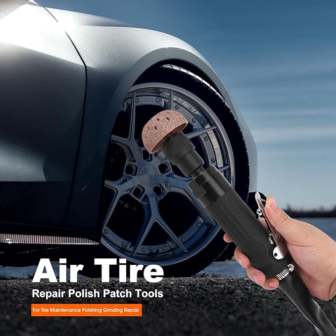 Air Tire Repair Polish Patch Tools, 2500RPM Air Tire Buffer Tire Patch Kit with Tungsten Steel Head for Tire Maintenance Polishing Grinding Repair