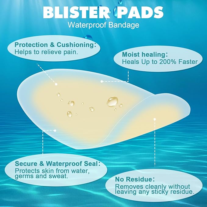 60pcs Hydrocolloid Blister Bandages,Gel Blister Bandages for Feet,Waterproof Blister Pads for Feet, Heel,Toe,Blister Prevention & Recovery, Blister Cushions with 4 Shapes