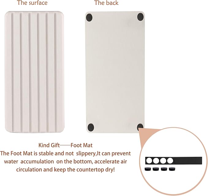 2 PCS Water Absorbent Diatomite Coasters Rectangle, Grooved Design, Water Absorbing Stone Used for Hand Soaps & Plants & toiletries in The Modern Home
