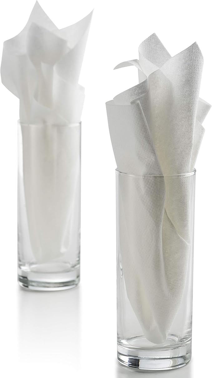 Disposable Linen-Feel Guest Towels - 12" x 17" Cloth-Like Hand Towels - Made In USA, Soft And Absorbent Paper Napkin For Bathroom, Kitchen, Or Event [Extra-Soft - Pack of 50], White