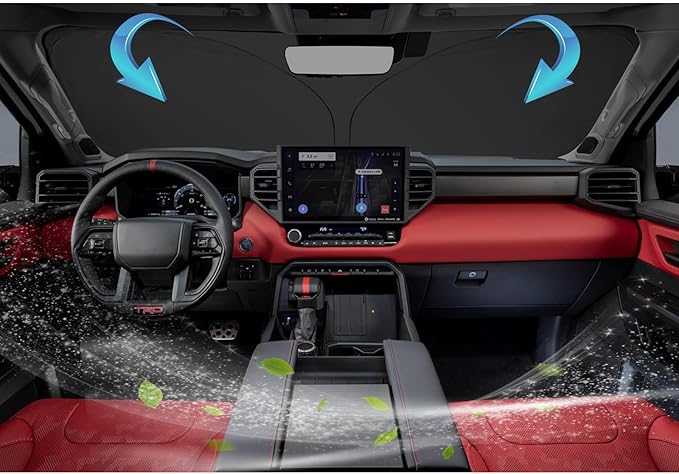 SKTU 2022-2026 Tundra Front Windshield Sunshade for 2022-2025 2026 Toyota Tundra 2023 2024 2025 2026 Toyota Sequoia Windshield Sunshade for Blocks UV Rays and Blocks Heat and Sun Keeps Vehicle Cool