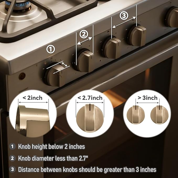 Stove knob Safety Covers for Child Upgraded Unlock Universal Size with Adult Two-Finger, Dual-Key Press Gas Stove Knob Locks Water Resistant Oil Resistant and High Temperature Resistant（6 Pack）