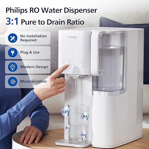 Philips Reverse Osmosis Water Filter Countertop with 2 Pitchers - ADD6926WH/37, 6 Stage RO Water Filtration System Purifier Dispenser with Aquaporin Technology, NSF/ANSI 372 Certified, Reduce TDS Lead