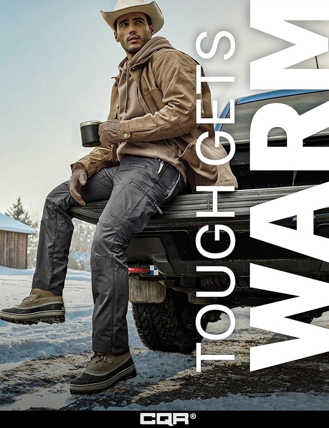 CQR Men's Winter Tactical Cargo Pants, Thermal Fleece Lined Outdoor Snow Ski Hiking Work