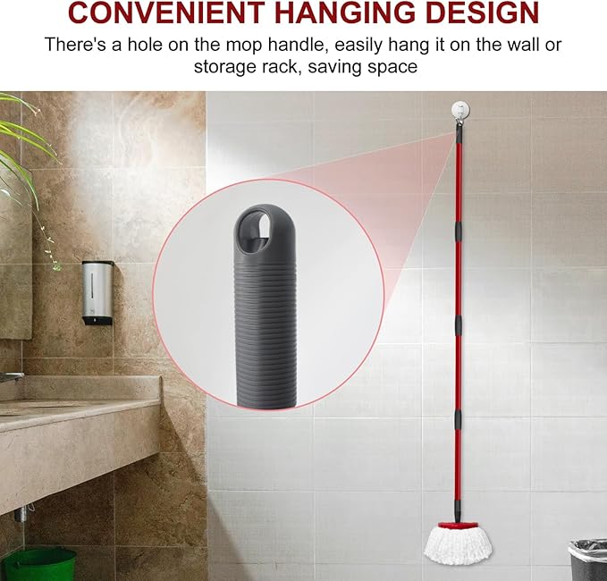 Mop Handle Replacement for Ocedar 4 Section Spin Mop Handle Compatible with Ocedar Spin Mop Refills and Brooms, 30" to 58" Mop Stick for Cedar Floor Cleaning, American Threaded Joint