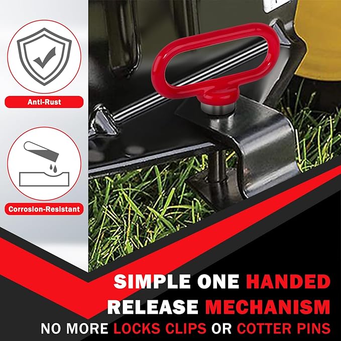 Magnetic Hitch Pin, Heavy Duty Ultra Strong Neodymium Magnet Lawn Mower Trailer Gate Pins Accessories 1/2 Inch for Mowers, Lawn Tractors, Towing - Simple One Handed Hook On & Off(Red)