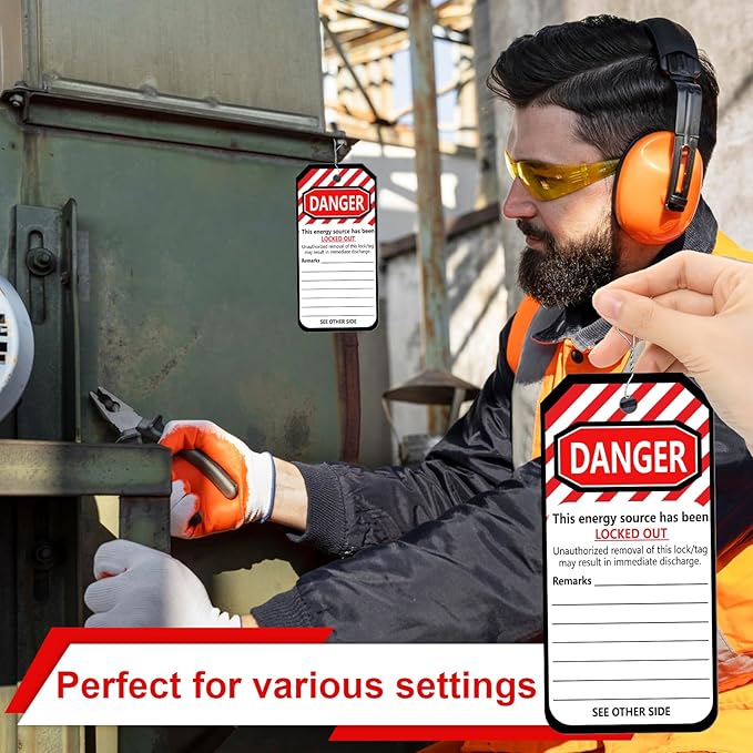 100 PCS Lockout Tags Roll Do Not Operate Tags Lockout Tagout Labels 6.25"x 3" with 100 Wires Loto Tag for Equipment Repair Lock Out Tag Out Heavy Duty Tear Resistant Waterproof