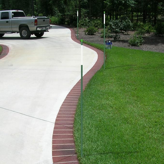Fibermarker 20 Pack 48 Inch Reflective Driveway Markers Driveway Poles for Easy Visibility at Night, 5/16 Inch Diameter Dark Green