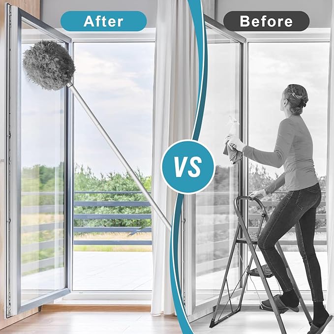 Storystore Ceiling Fan Cleaner Duster with Extension Pole, Adjustable from 13 to 49.7 Inches, Removable Fan Blade Cleaner(Grey-2 Pack)
