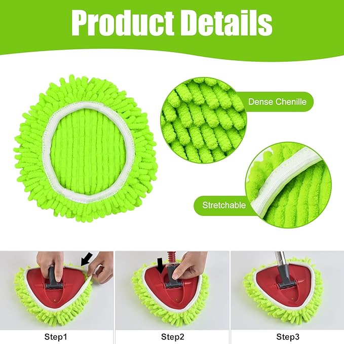 Spin Mop Replacement Head Base Scrub Brush Handle, 4-Section 30-to-58 inch Mop Replacement Stick Compatible with Ocedar Handle for Easy Wring Mops Refills 7 Pack