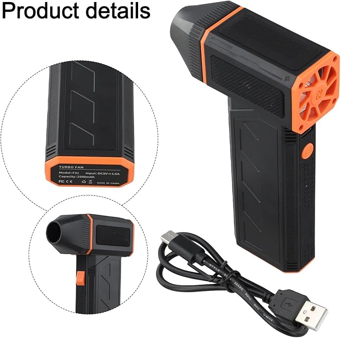 Compressed Air Duster F31 130000RPM 120W Electric Air Blower with 3 Speed Brushless Motor, 2500mAh Rechargeable Battery for Keyboard, Camera Lens, Pet Hair and Dust Cleaning