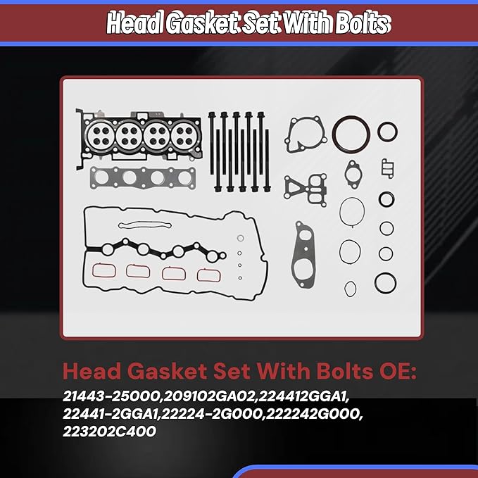 2.4L G4KJ Engine Rebuild Overhaul Kit w/Crankshaft Head Gasket Set,Piston Set Connecting Rods Fit for Kia Sportage Optima Sorento Hyundai Tuscon Sonata Santa Fe Sport 2.4L 2011-2019