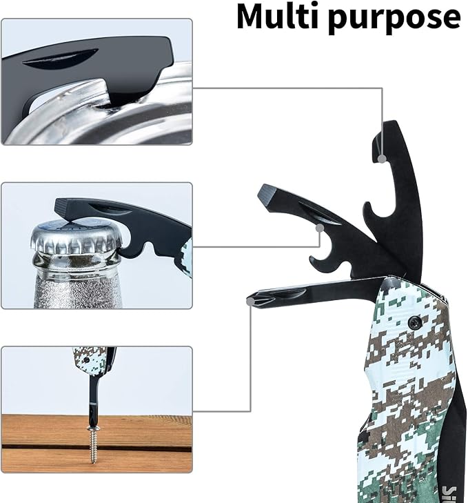 Multitool Pocket Knife Set for Men, Multipurpose 9-in-1 screwdriver kit, Multi Tool Pliers with Nylon Sheath for Camping, Christmas Stocking Stuffers Gifts for Dad Husband, Camo