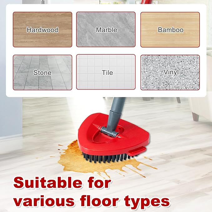 Mop Handle Replacement for Ocedar, 4 Section 30" to 58" Extendable Length Mop Stick for Ocedar Spin Mops Refills and Brooms Floor Cleaning, Include Base and Scrub Brush