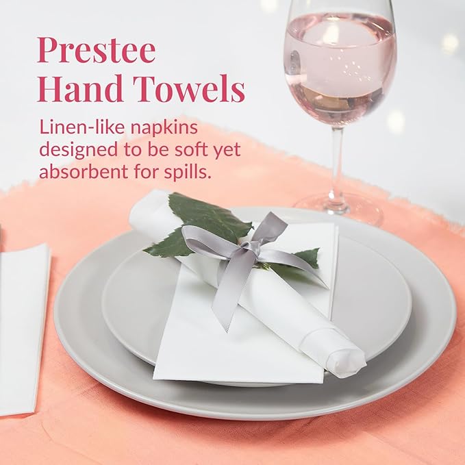 50-Pack Linen Feel Dinner Napkins by Prestee - Soft Disposable Paper Hand Towels for Bathroom and Events - Durable, Absorbent Party Napkins for Weddings, Dinners and Special Occasions - 7.8 x 4.25 In