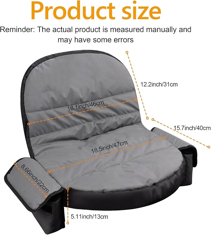 Lawn Tractor Seat Cover with Pocket, Compatible with John Deere, Cub Cadet, Craftsman, Kubota, Husqvarna, Fit for Seat Back Heights of 12.5-14 Inches