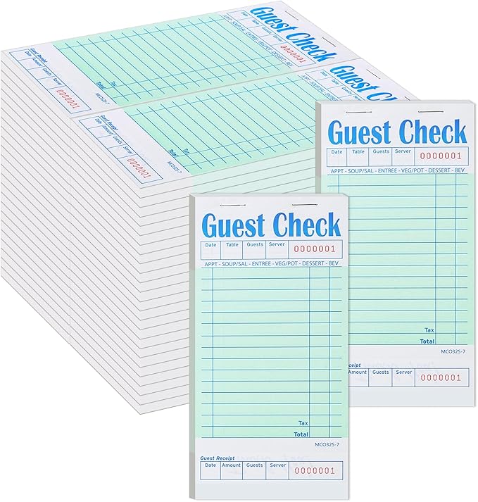 48 Pack Green Guest Checks Books for Servers Server Note Pads, Waiter Checkbook, Waitress Notepad for Restaurants, Paper Checks 50 Sheets/Pack, 2400 Total Tickets