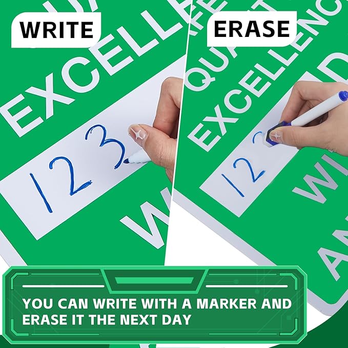 2 Pcs Plastic Days Without Accident Sign 20" x 14" Write a Day Sign Setting the Standard in Safety Quality Excellence Safety Is the Priority Quality Is Standard(English)