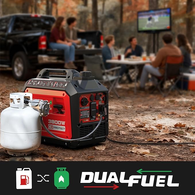 PowerSmart 3800-Watt Dual Fuel Portable Inverter Generator, CO Protect, 30 amp for RV, Home Use and Emergency Backup