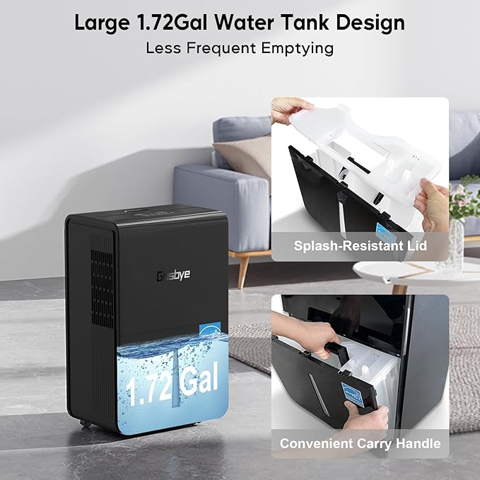 4500 Sq.Ft. Most Efficient Energy Star 2024 Dehumidifier for Basement with Drain Hose, Max 115 Pints/D Dehumidifier for Large Room, [45dB Quiet Compressor], Easy Drainage, Auto-restart, Black