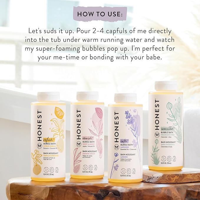 The Honest Company Foaming Bubble Bath Gentle for Baby Naturally Derived Tear-free Hypoallergenic Fragrance Free Sensitive 12 fl oz