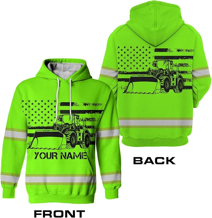 Matedecor High Visibility Hi Vis Hoodie for Men - Jobs Collection Custom Name Class 3 Reflective Safety Workwear