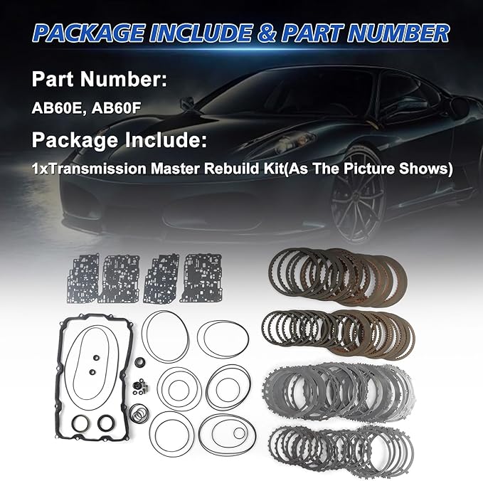 AB60E AB60F Transmission Master Rebuild Kit Fits For 2007-2011 Sequoia/Tundra 5.7L V8 Transmission Friction Kit Clutch Plates Repalce OE AB60E AB60F