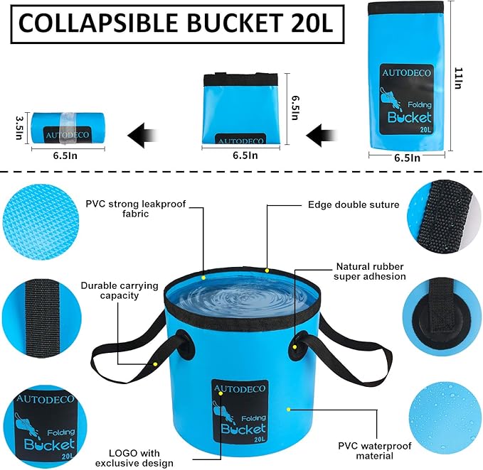 AUTODECO 35Pcs Car Wash Detailing Kit Cleaning Kits with Foam Gun Sprayer Collapsible Bucket Brush Large Wash Mitt Towels Complete Interior Exterior Car Washing Supply Set Blue