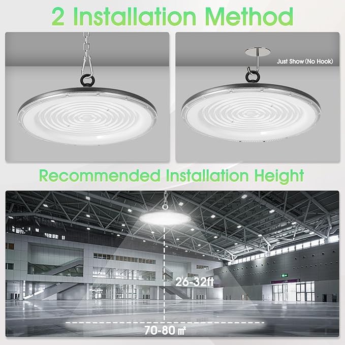 UFO LED High Bay Light:500W 50000LM LED Shop Light 6500K Bay Lighting IP65 Waterproof for Barn/Garage/Commercial Warehouse(1Pack)
