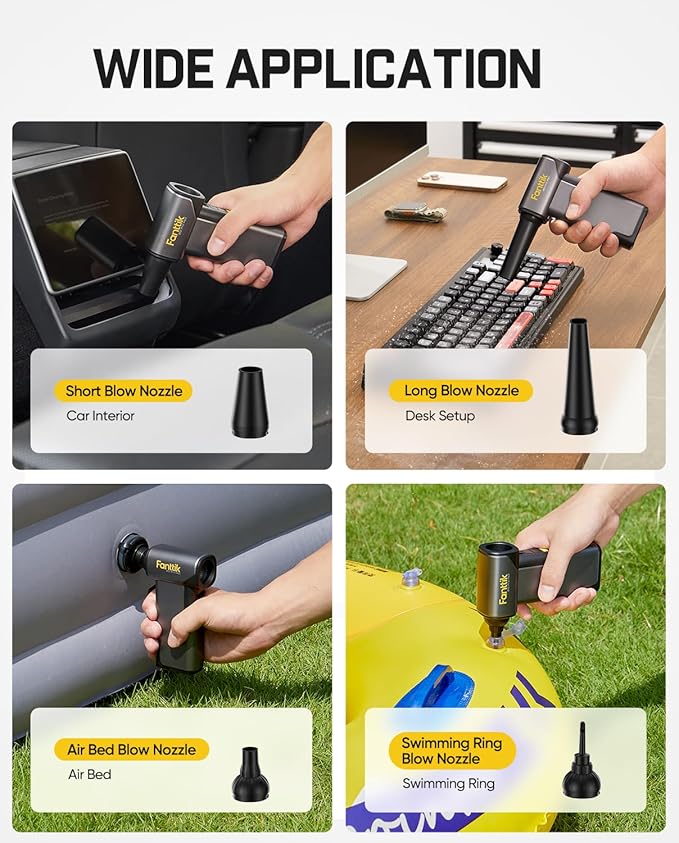 Fanttik B10 Pro Max Electric Air Duster, 130000RPM Brushless Motor, Compressed Air Duster, 6 Gears Adjustable, One-tap Booster, 28.8Wh Rechargeable Battery, Electric Duster for PC, Car, House, Outdoor