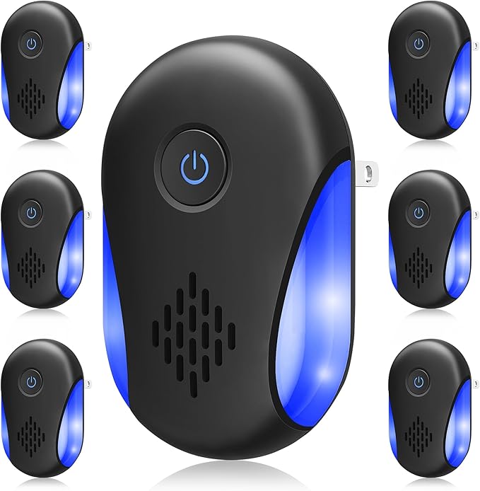(2025 Upgraded) Ultrasonic Insect & Pest Indoor Repeller, Plug-in Control Electronic Repellent for Rodent, Mice, Rats, Roaches, Bugs, Ants, Spiders, Mosquitoes, Home, 2 Mode Switching (6 Pack)