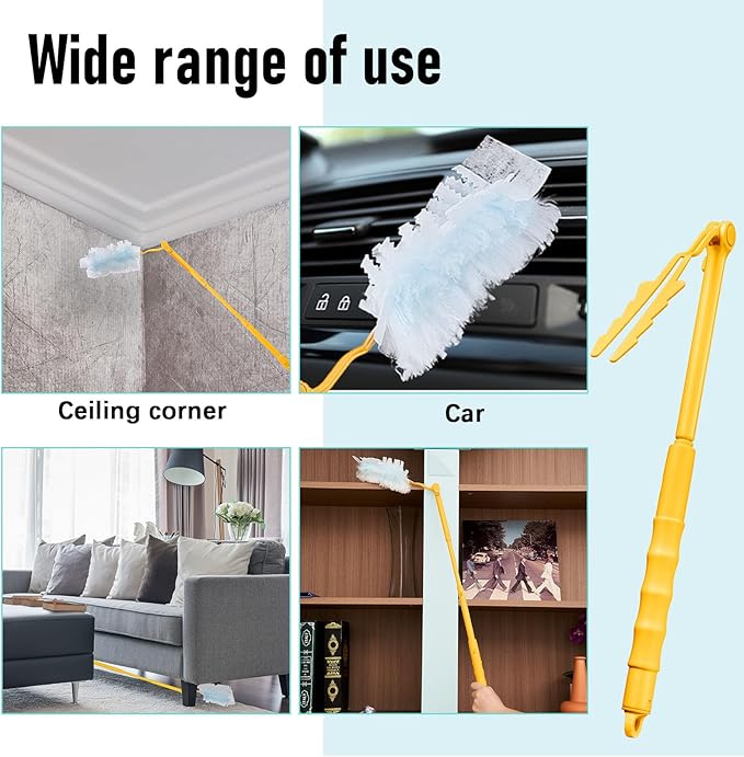 4 Pcs 3 ft Replacement Handles Compatible with Swiffer Duster Refill Adjustable Length Handles Duster Refill Extended Handle Removal Duty (Yellow)