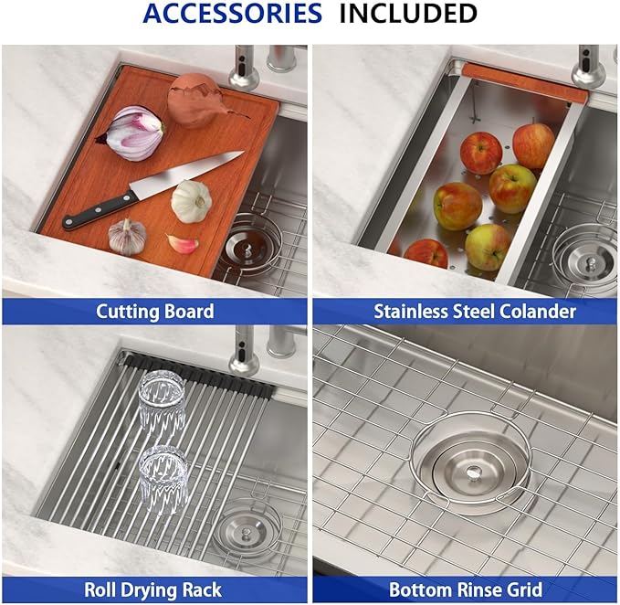 Dcolora 23 Inch Undermount Kitchen Sink Workstation Single Bowl Bar Sinks Stainnless Steel Small Kitchen Sink,DC-UW6723