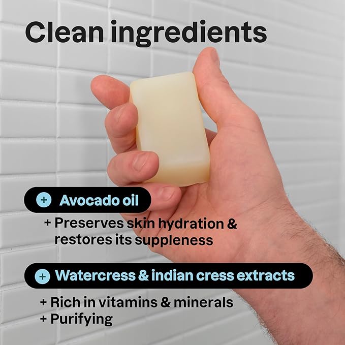 ATTITUDE Bar Soap Body Wash for Men, For Body and Hands, 99% Natural Origin Ingredients with Avocado Oil, EWG Verified, Matcha & Bergamot, 4 Oz (Pack Of 6)